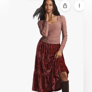 Anthropologie Somerset Maxi Skirt Nina Pace Velvet Floral Womens Medium